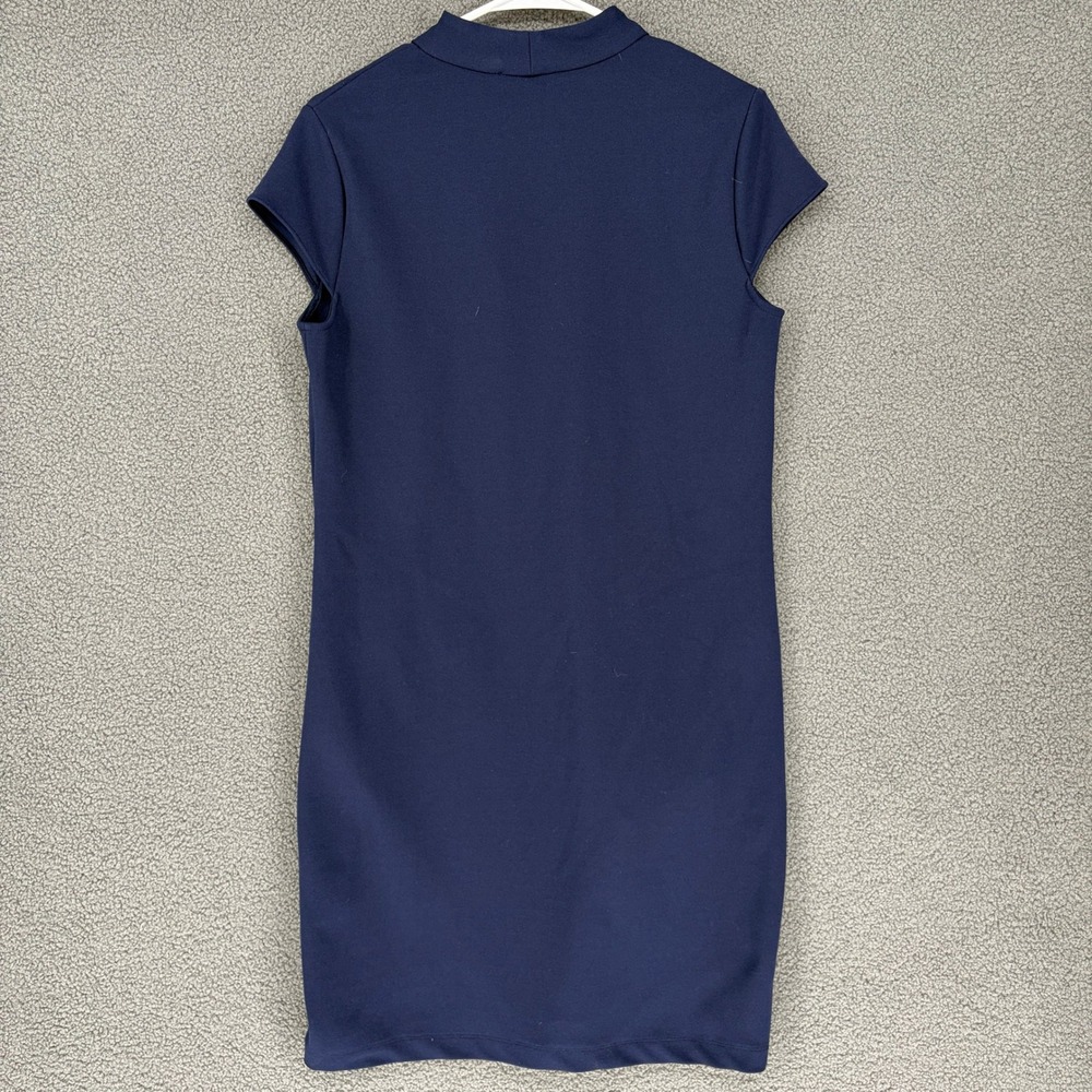 Gibson Latimer Navy Blue V-Neck Cap Sleeve Shift Dress with Pockets Size S - Picture 4 of 6